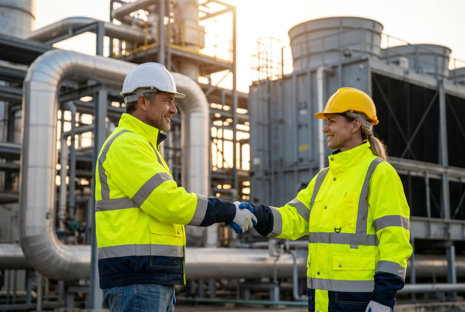 Industrielle Wärmepumpen-Maschinenhalle als Zeichen partnerschaftlicher Zusammenarbeit